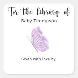 Fjärilsbarnsöl bokmärke, böcker för bebis  fyrkantigt klistermärke