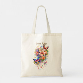 Fjärilsblomma – Elegant guldaccent – (Anpassad) Tygkasse