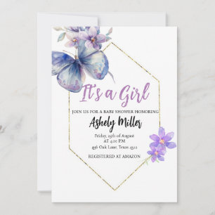 Fjärilsblommande Baby Shower Inbjudan