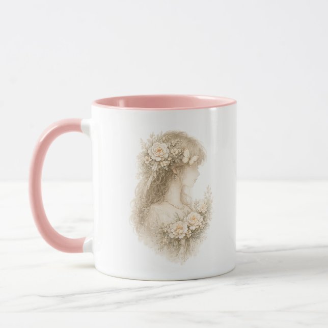 Fjärilsblommande blomsterflickamugg mugg (Vänster)