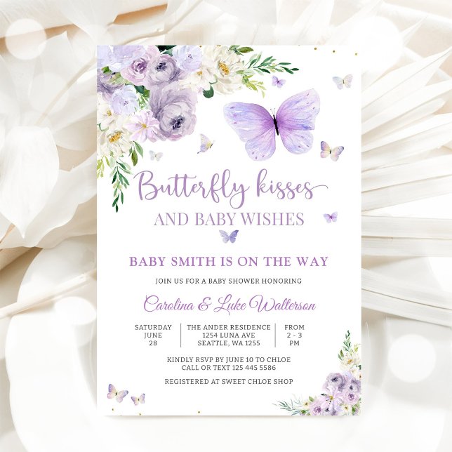 Fjärilsblommig baby shower-inbjudan inbjudningar (Skapare uppladdad)