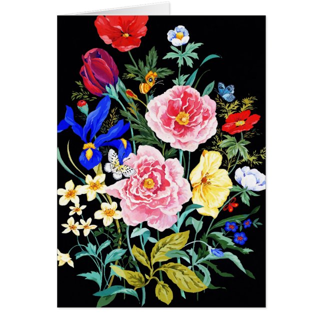 Fjärilsblommigt Hälsningskort (Framsidan)