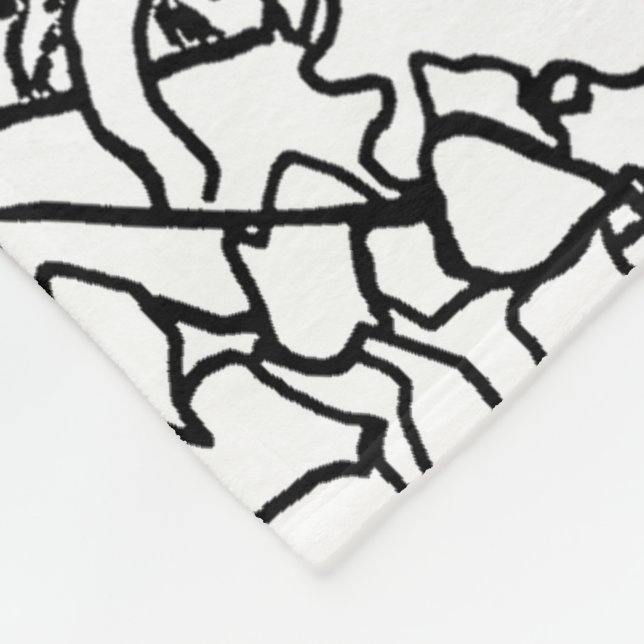 Fjärilsblommigten i svartvitt - skräddarsy fleecefilt (Hörn)