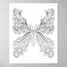 Fjärilsblommor #4 Färgläggningsaffisch Poster