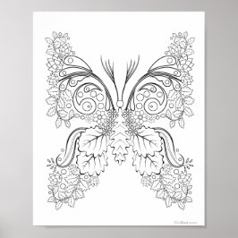 Fjärilsblommor #6 Färgläggningsaffisch Poster