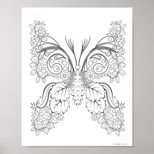 Fjärilsblommor #6 Färgläggningsaffisch Poster
