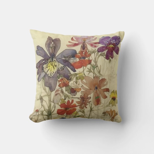 Fjärilsblommor av Charles Mackintosh Kudde (Framsida)