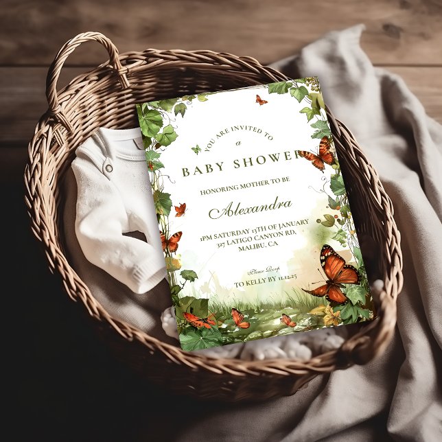 Fjärilsblommor Baby Shower Inbjudningar (Skapare uppladdad)