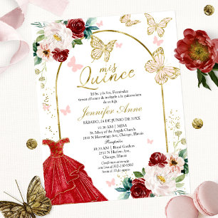 Fjärilsbudget Spanska Quinceanera-inbjudningar