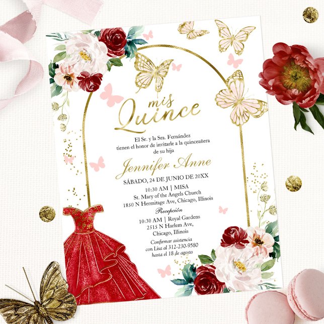Fjärilsbudget Spanska Quinceanera-inbjudningar (Skapare uppladdad)