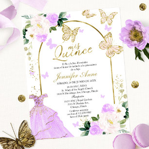 Fjärilsbudget Spanska Quinceanera-inbjudningar
