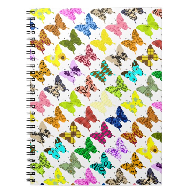 FjärilsCollage Anteckningsbok Med Spiral (Framsidan)