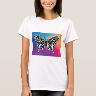 Fjärilsdesign med solnedgångsfärger t shirt