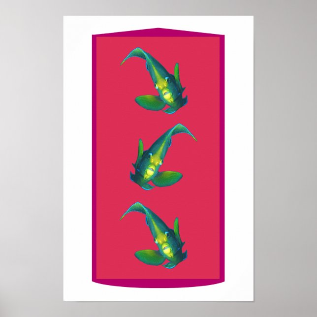 Fjärilsfisk - Elegans på Magenta-nyanserad Bakgrun Poster (Framsidan)