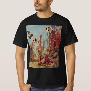 Fjärilsfisk i korall, gammal tropisk fisk i havet tee shirt