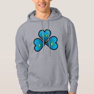 Fjärilsfiskar Tvillingar - 3 Svartkantade Blå Hjär Hoodie