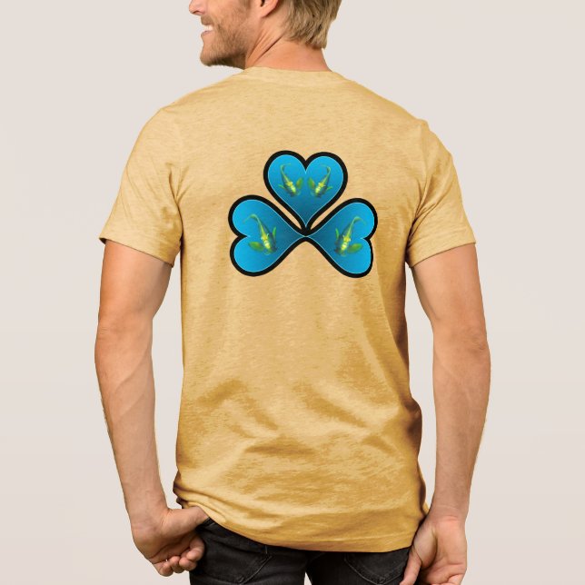 Fjärilsfiskar Tvillingar - 3 Svartkantade Blå Hjär T Shirt (Baksida)