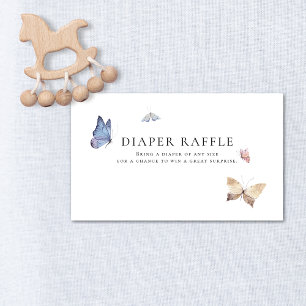 Fjärilsflicka Baby Shower Blöja Lotteri Tilläggskort