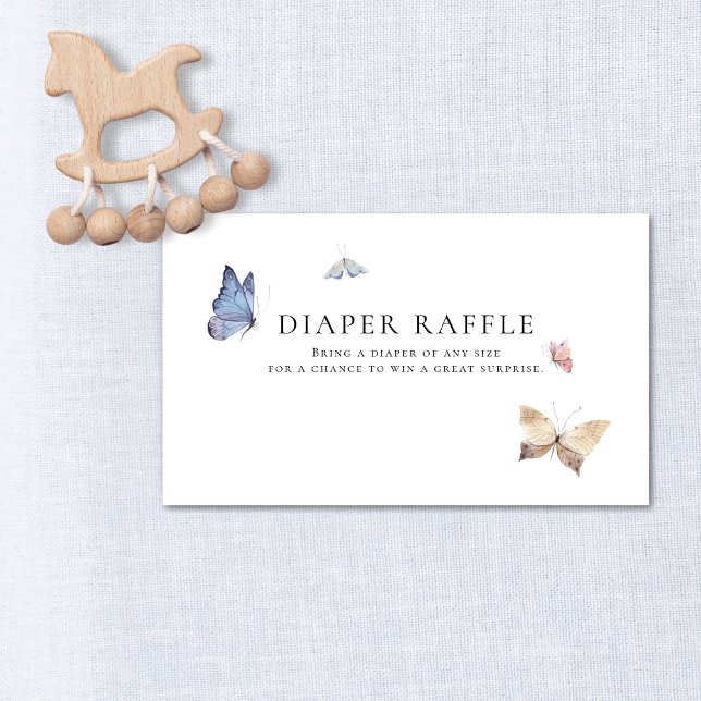 Fjärilsflicka Baby Shower Blöja Lotteri Tilläggskort (Butterfly Girl Baby Shower Diaper Raffle Enclosure Card)