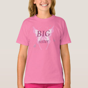 Fjärilsflicka för storasyster rosa t-skjorta t shirt