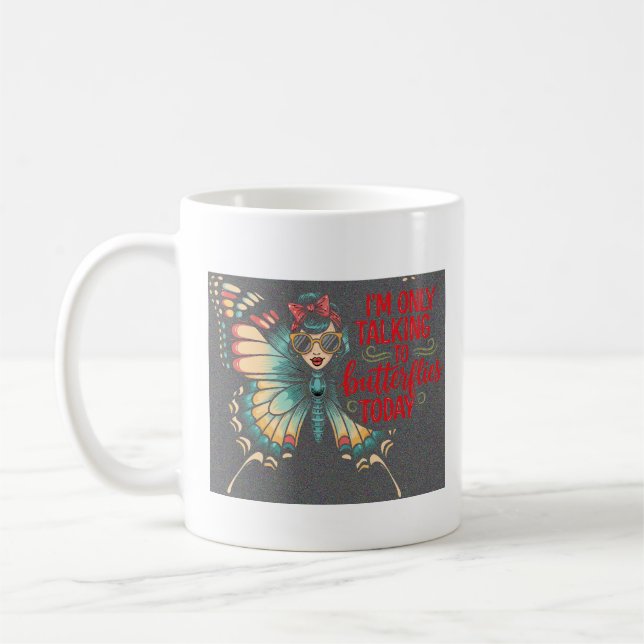 Fjärilsflicka - Pratar bara med fjärilar Kaffemugg (Vänster)