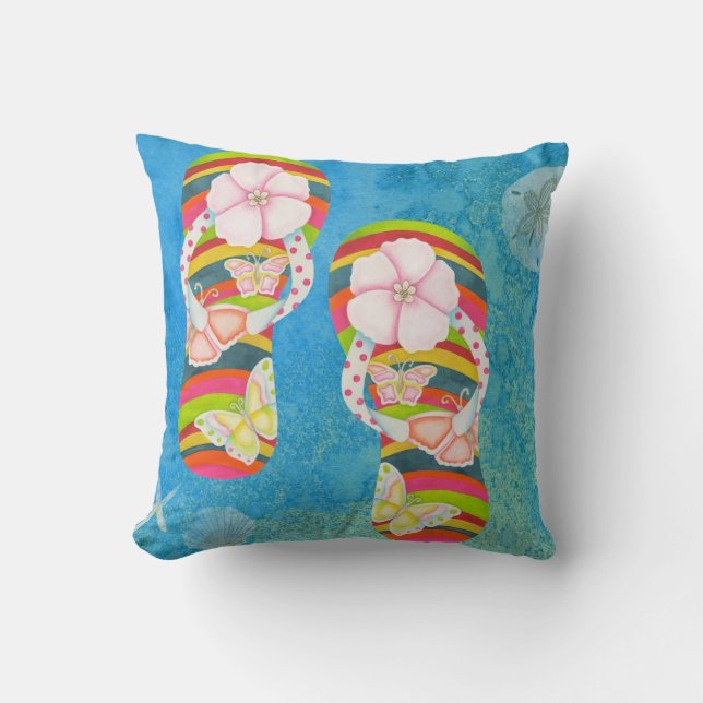 Fjärilsflinflip flops kudde (Framsida)