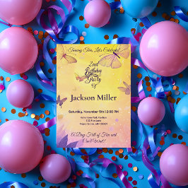 Fjärilsfödelsedag med bedårande tiger inbjudningar