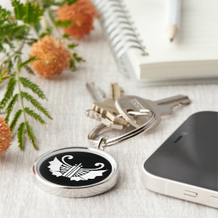 Fjärilsformade fläktar (Kocho) Rund Silverfärgad Nyckelring