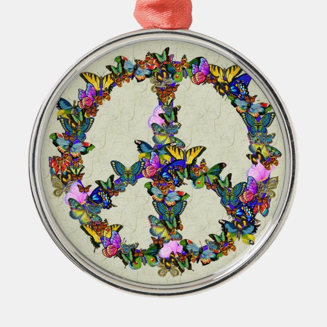 Fjärilsfredsymbol Julgransprydnad Metall (Framsidan)