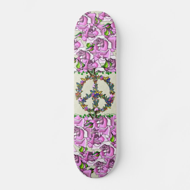 Fjärilsfredsymbol Skateboard Bräda 20,5 Cm (Framsida)