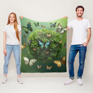 Fjärilsharmoni Natursfär Fleecefilt