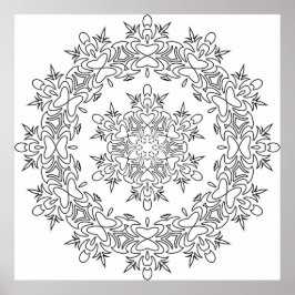 Fjärilshjärta-mandala med flödande utsmyckningar poster