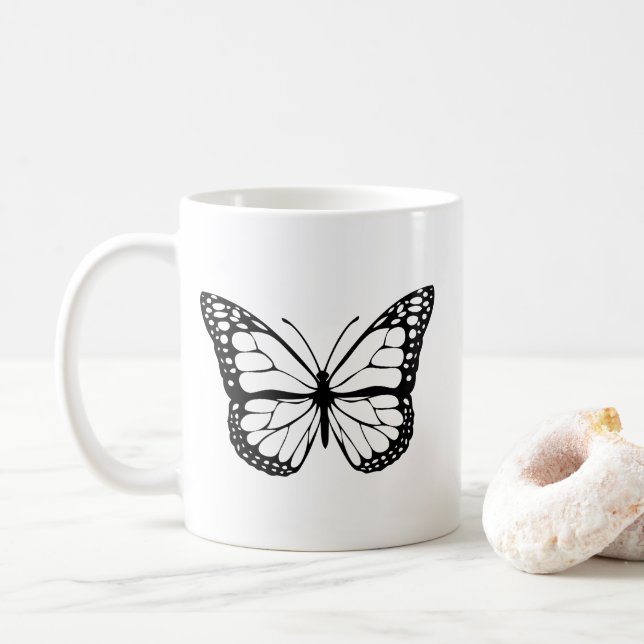 Fjärilsillustration | Djur- och naturdesign Kaffemugg (Med munk)