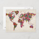 Fjärilskarta av världskartan vykort (Front/Back)