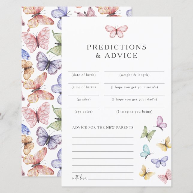 Fjärilskort med råd (Fram/baksida)