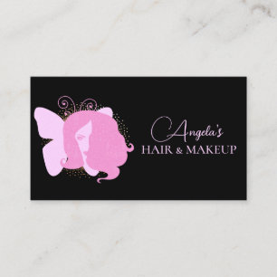 Fjärilskvinna Makeup Salong Rosa Svart Skrift Visitkort