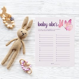 Fjärilskyss Baby Shower ABC Ordspel | Rosa