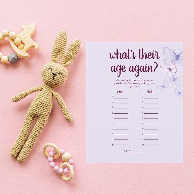 Fjärilskyss Baby Shower Ålderslek | Lila (Skapare uppladdad)