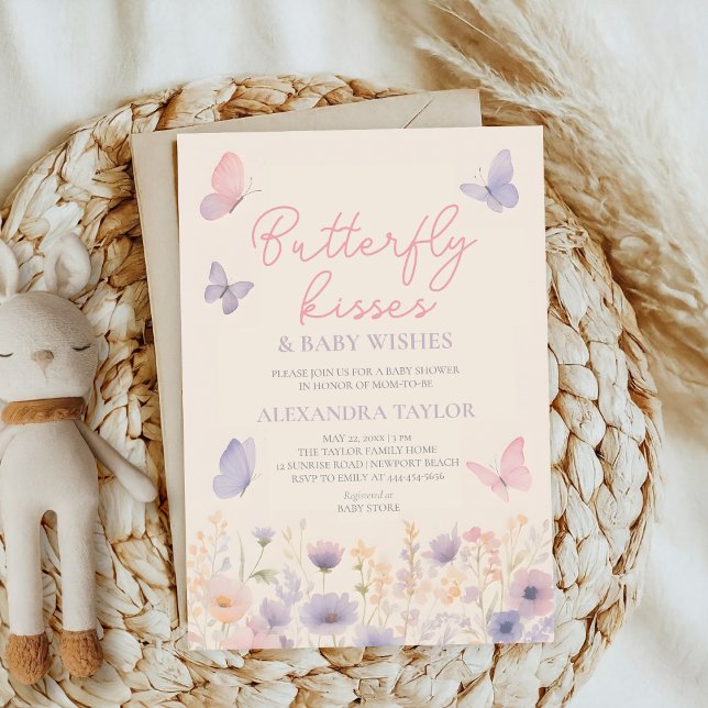 Fjärilskyss Önskar vår sommar höst vinter Inbjudningar (Skapare uppladdad)