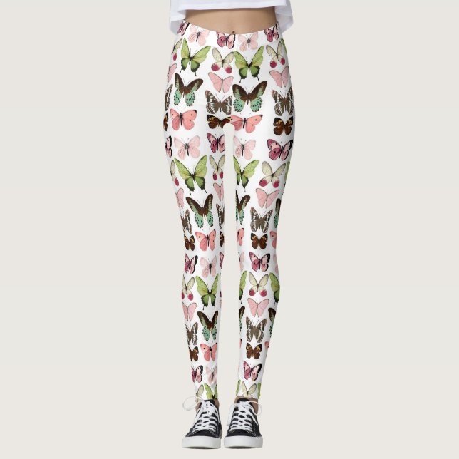 Fjärilslandsmönstrade Leggings (Framsida)
