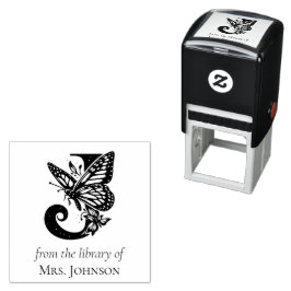 Fjärilsmonogram med bokstaven J Från bibliotek av Självfärgande Stämpel