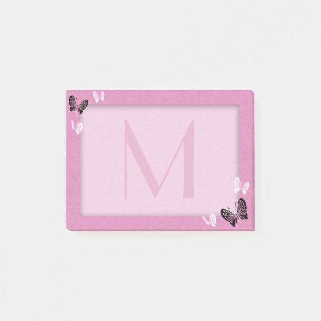 FjärilsMonogram på rosor Post-it Block (Framsida)