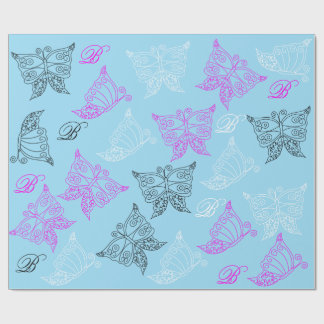 FjärilsMonogram som slår in papper Presentpapper