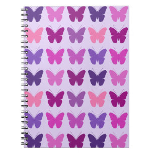 Fjärilsmönster Pinks lila Mauves Anteckningsbok Med Spiral