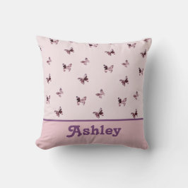 Fjärilsmönster Rosa Satin Flicka Barnkammare Kudde