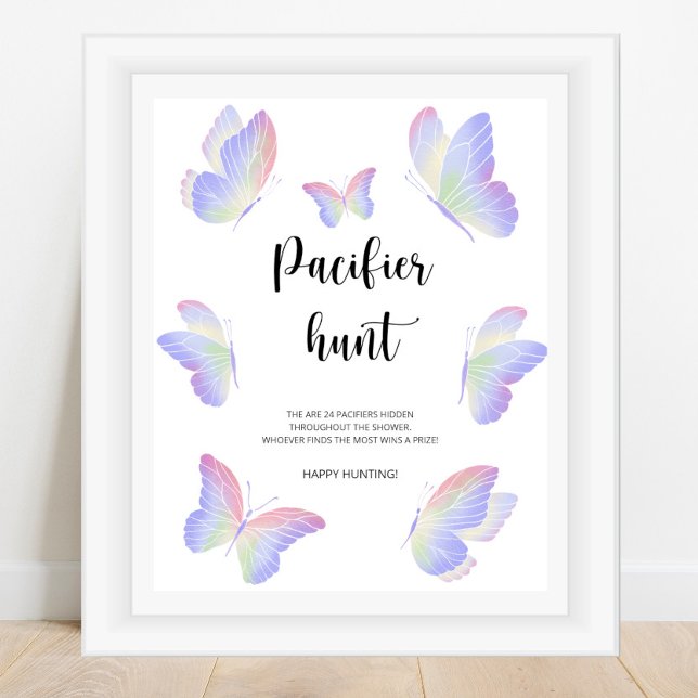 Fjärilspacifier jakt baby shower spel poster (Skapare uppladdad)