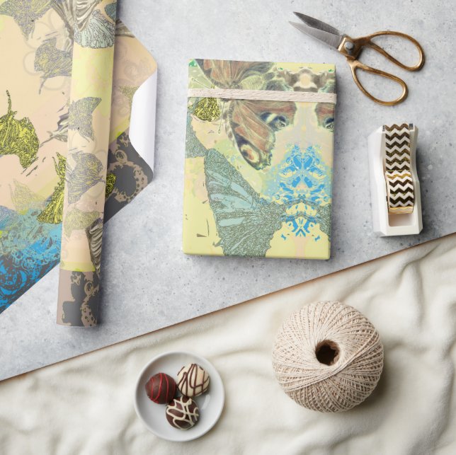 Fjärilspapper för presentinslagning presentpapper (Hantverk)