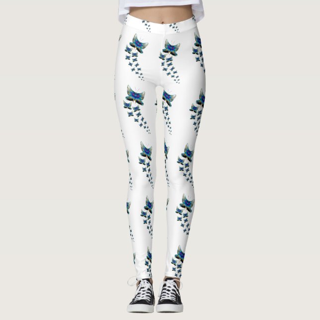 Fjärilsparad Leggings Levande Blå Flykt (Framsida)