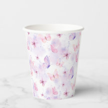 Fjärilspartaj Papperkoppar Lila och Rosa