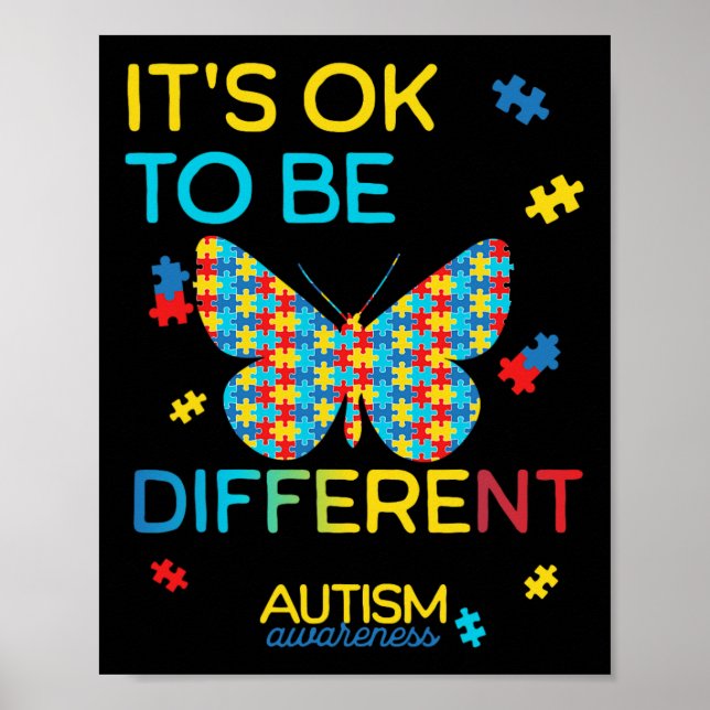 Fjärilspussel Det är ok att vara annorlunda Autism Poster (Framsidan)